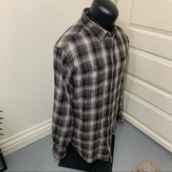 Wind River Flannel Shirt Button Down Men Sz XLT Plaid Brown Grey Long Sleeves - Picture 8 of 10